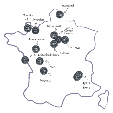 carte de la France avec toutes les boutiques Mademoiselle Vrac